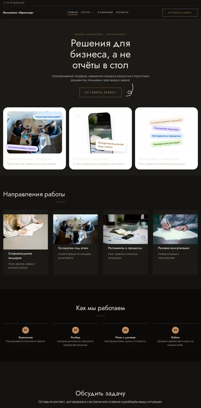 Тёмный с бронзой, Бизнес-консалтинг и тендеры